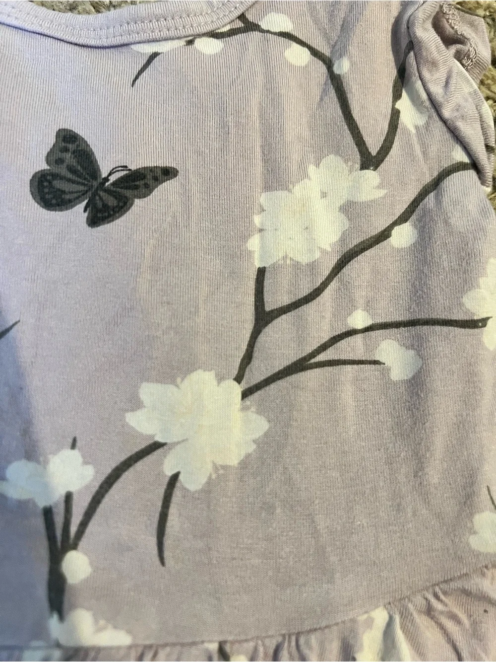 Kyte Baby Lilac Floral One-Piece Bodysuit with Butterfly Print
